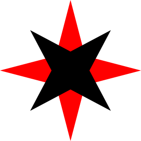 Неофициальный символ некоторых организаций квакеров — восьмиконечная красно-чёрная звезда — использовалась с конца XIX века