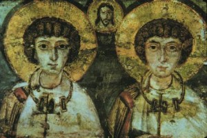 Икона, изображающая "братотворение" Сергия и Вакха